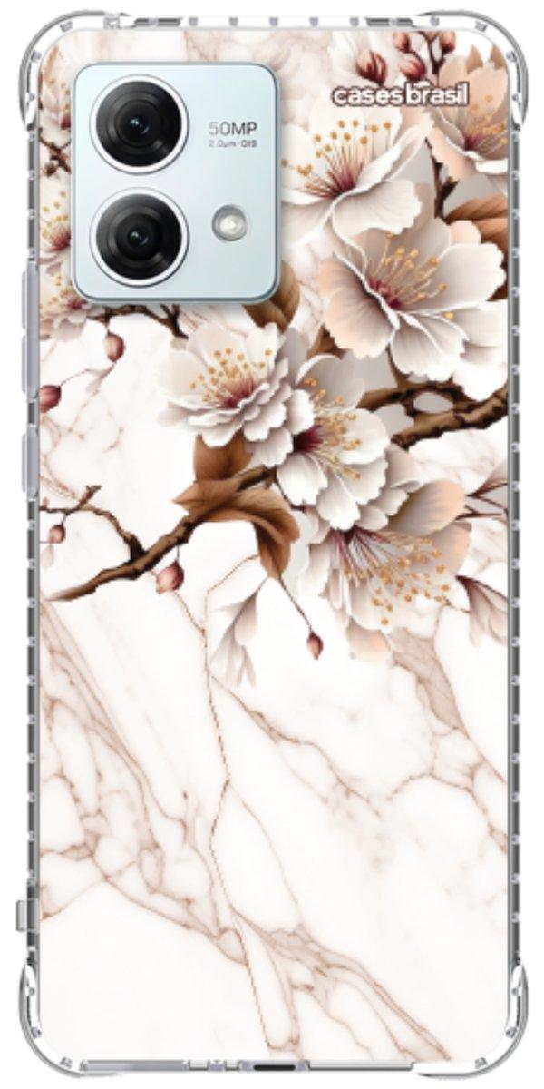 Capinha para Celular Mármore Sépia Floral