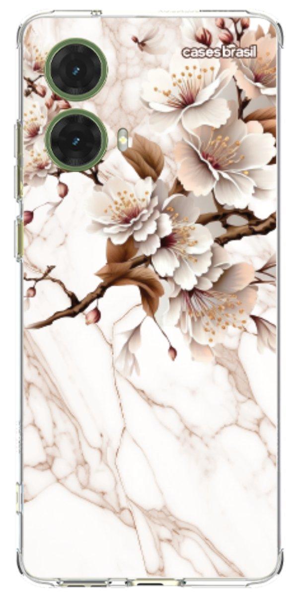 Capinha para Celular Mármore Sépia Floral