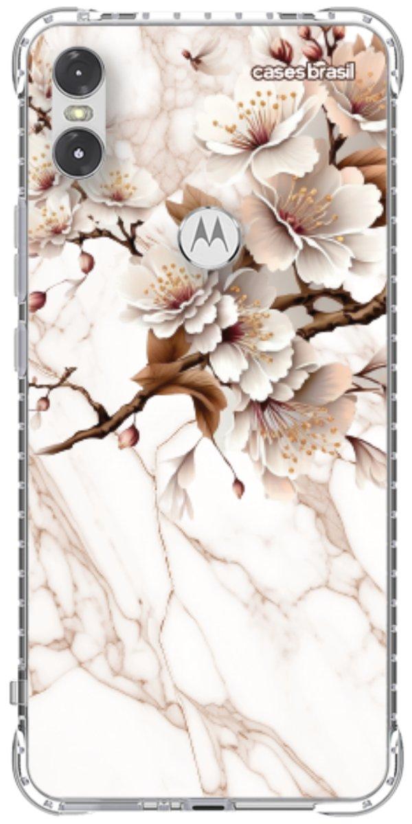 Capinha para Celular Mármore Sépia Floral