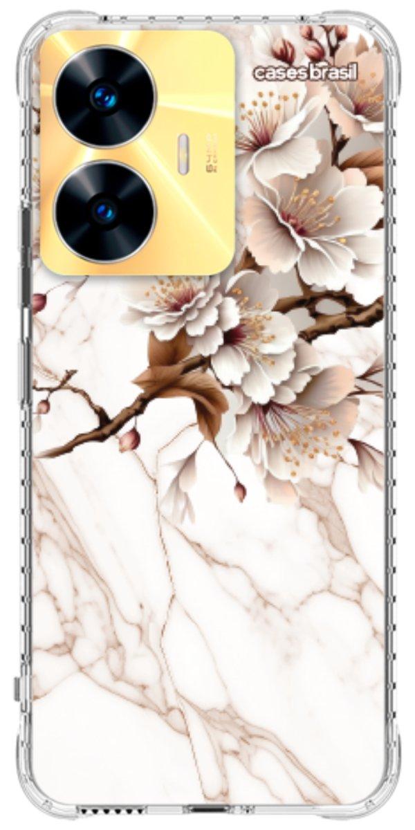 Capinha para Celular Mármore Sépia Floral