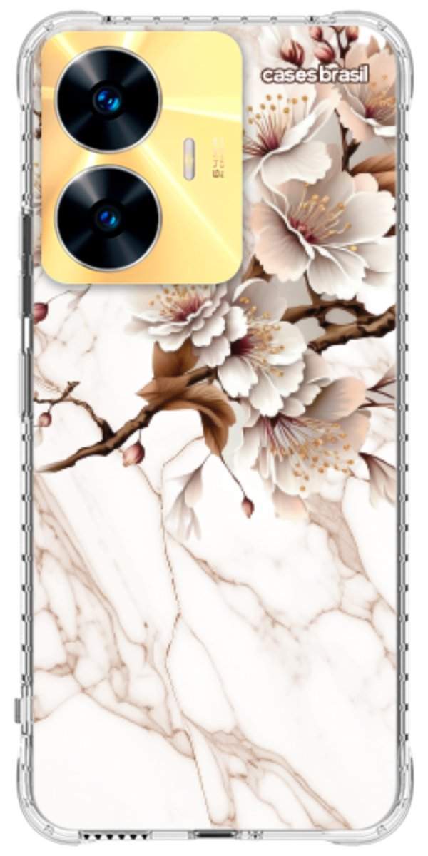 Capinha para Celular Mármore Sépia Floral
