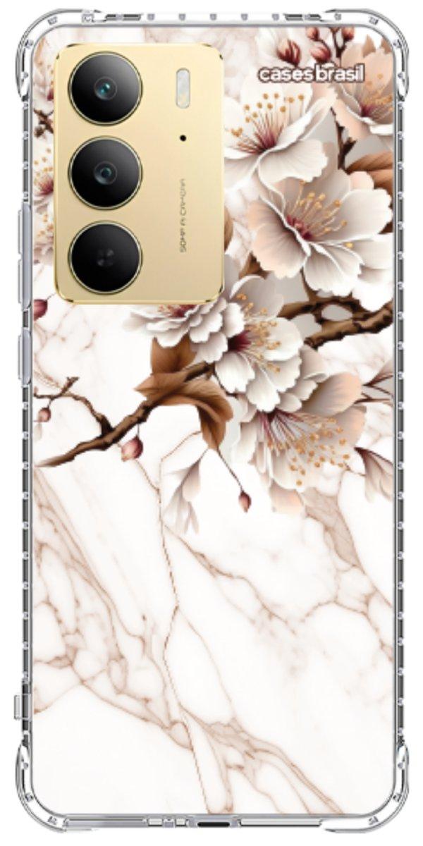 Capinha para Celular Mármore Sépia Floral