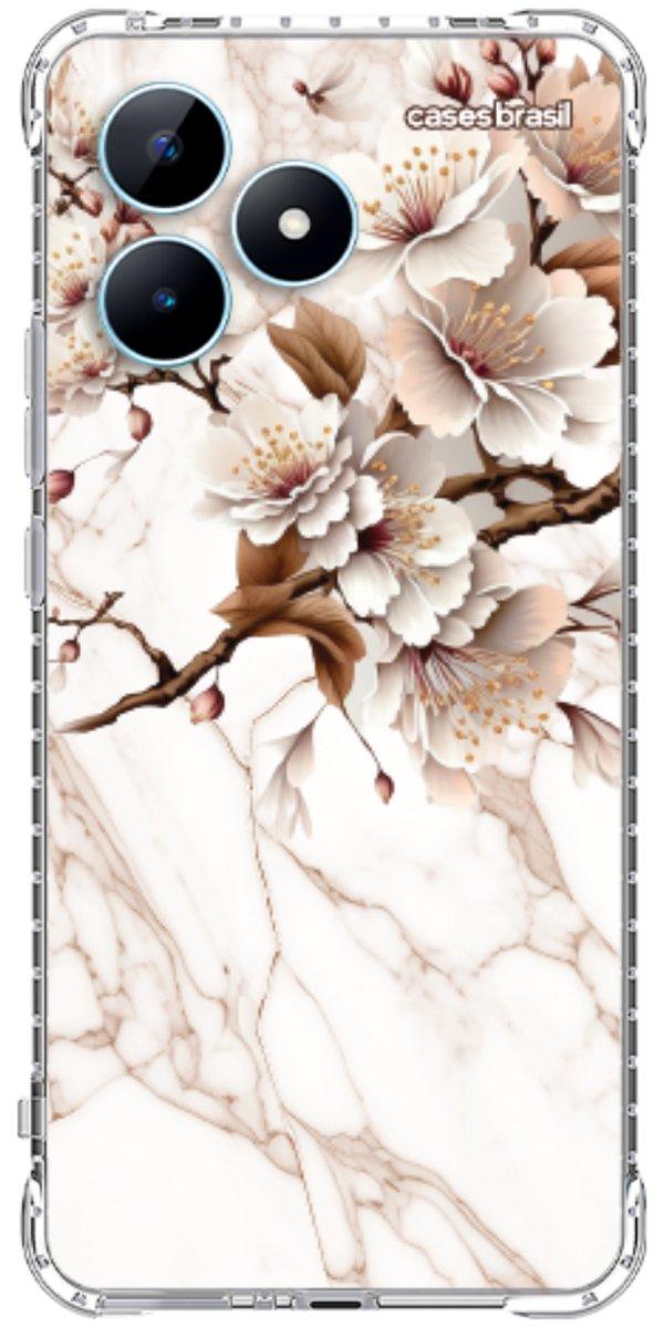 Capinha para Celular Mármore Sépia Floral