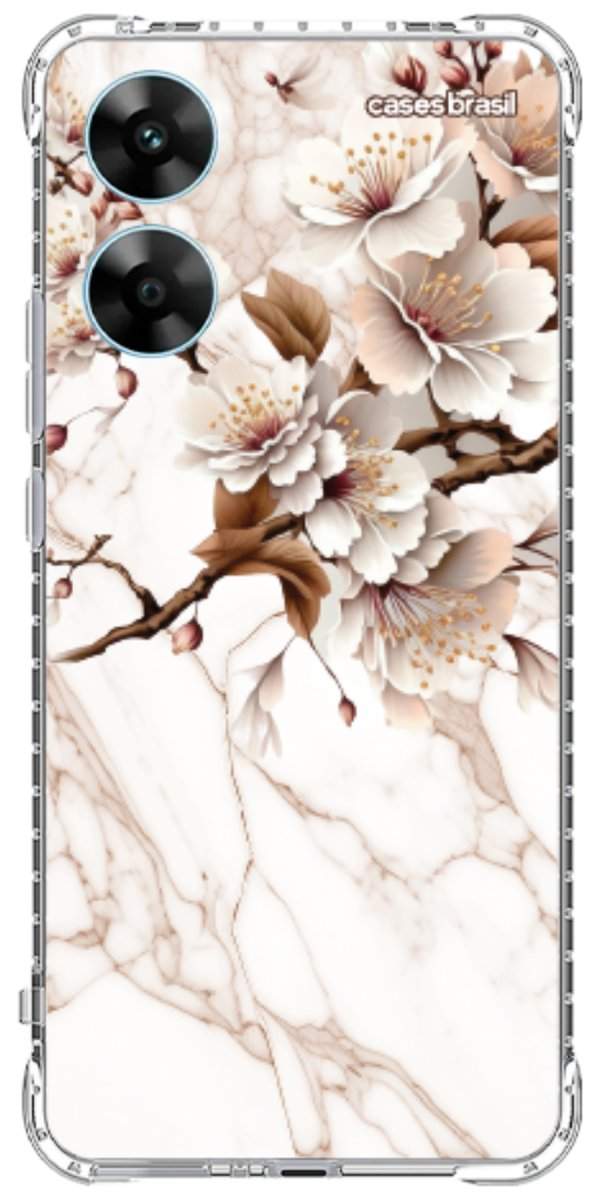 Capinha para Celular Mármore Sépia Floral