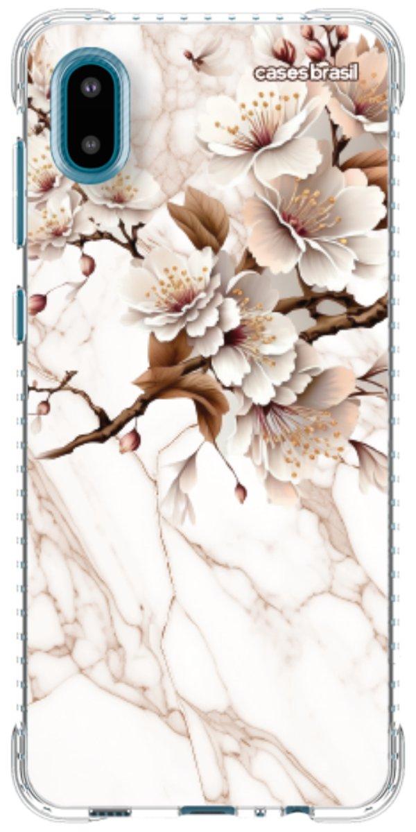 Capinha para Celular Mármore Sépia Floral