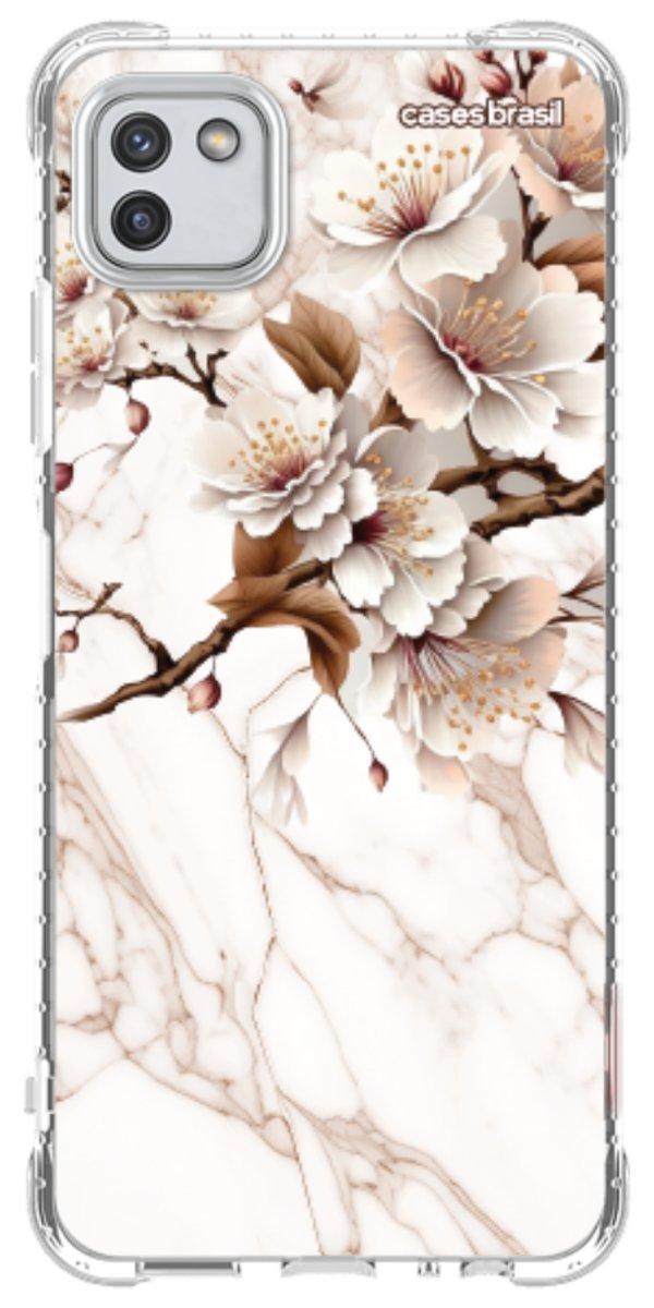Capinha para Celular Mármore Sépia Floral