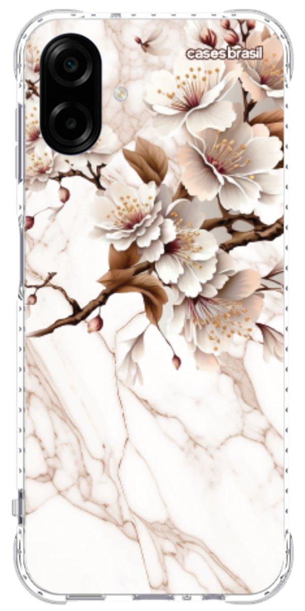 Capinha para Celular Mármore Sépia Floral