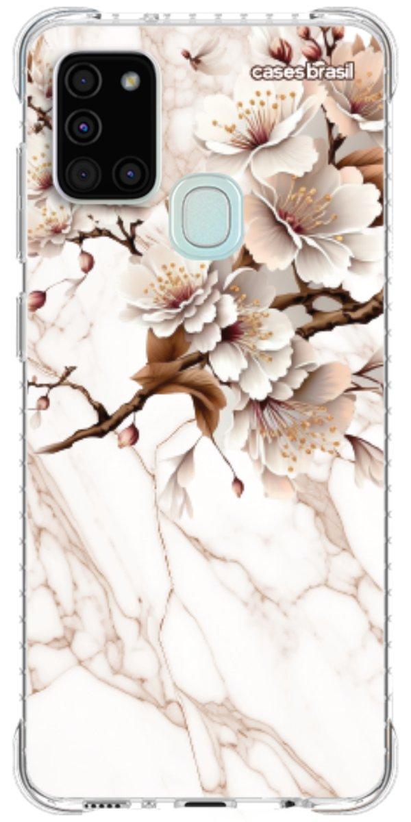 Capinha para Celular Mármore Sépia Floral