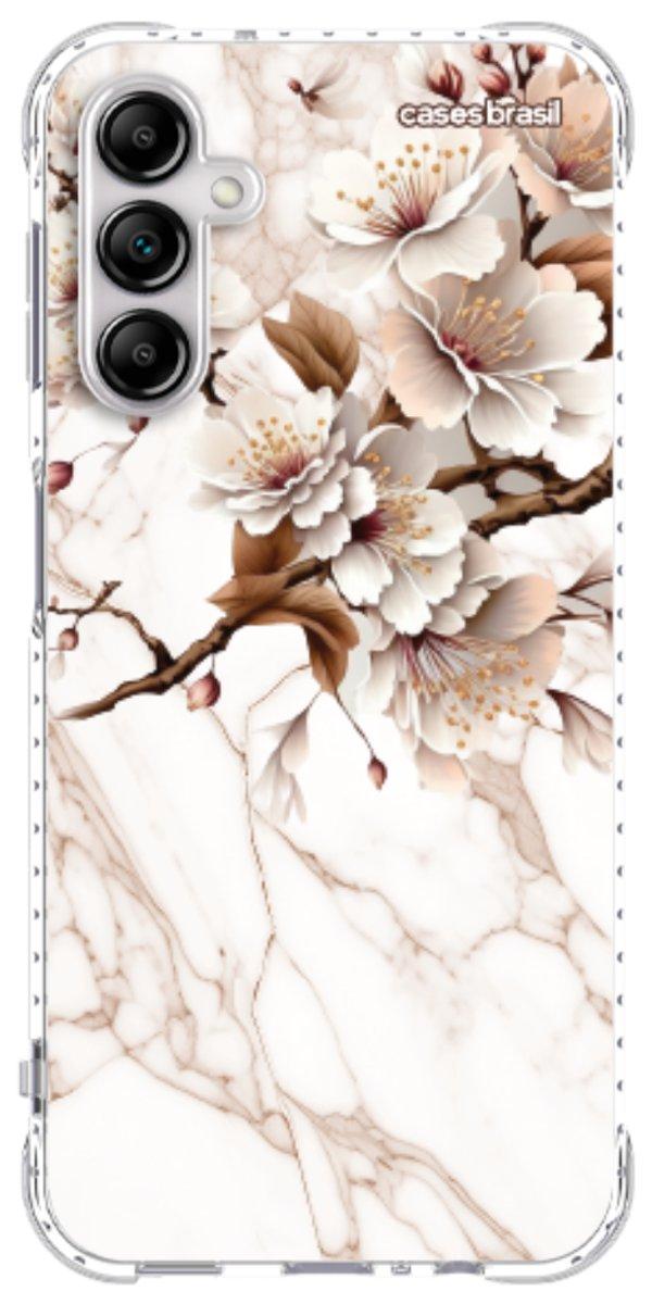 Capinha para Celular Mármore Sépia Floral