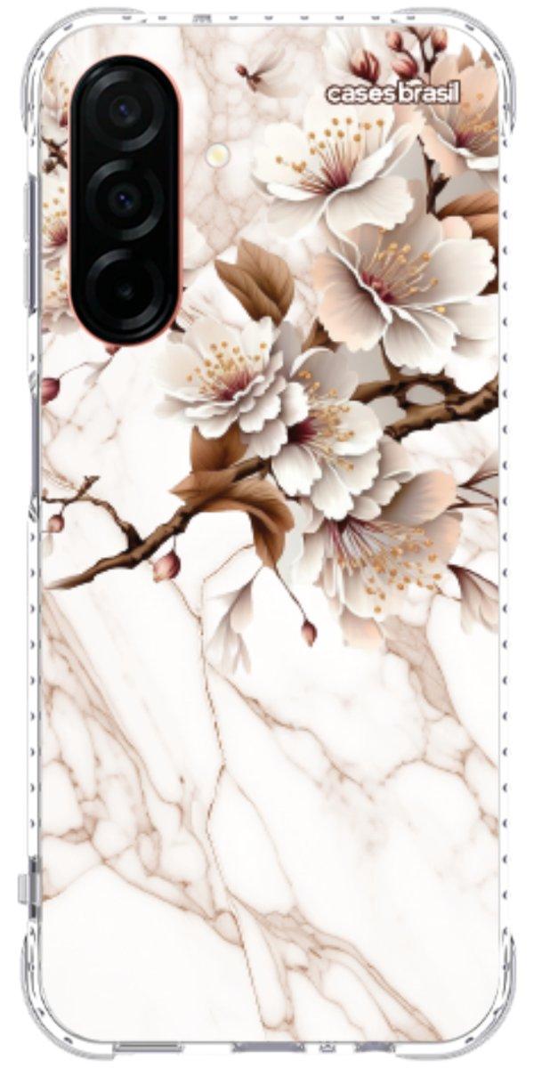 Capinha para Celular Mármore Sépia Floral