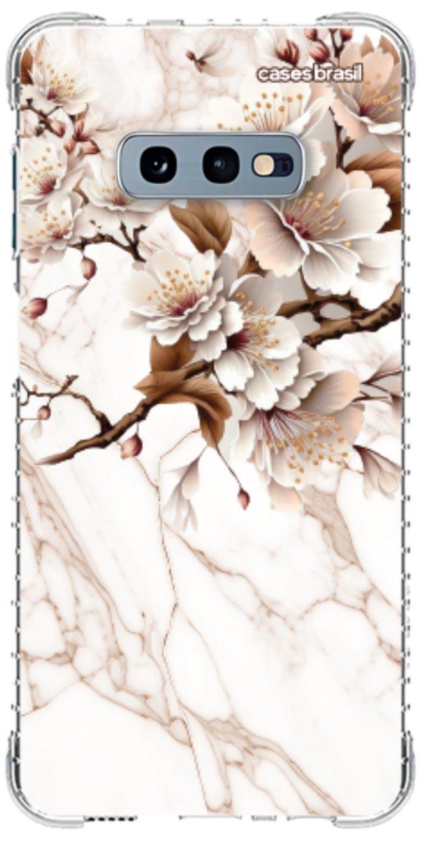 Capinha para Celular Mármore Sépia Floral
