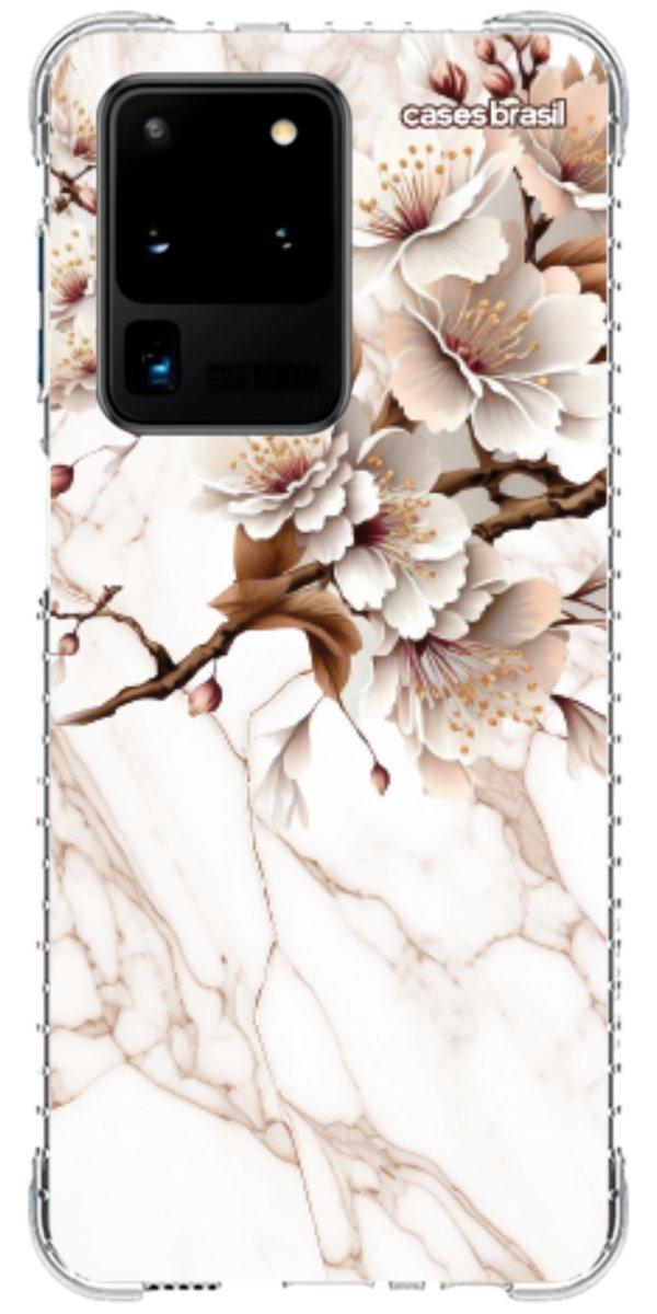 Capinha para Celular Mármore Sépia Floral
