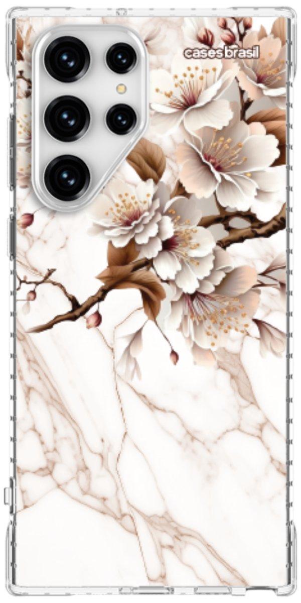 Capinha para Celular Mármore Sépia Floral