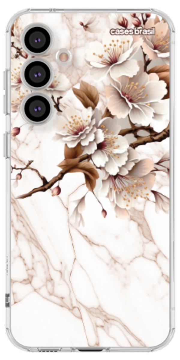 Capinha para Celular Mármore Sépia Floral