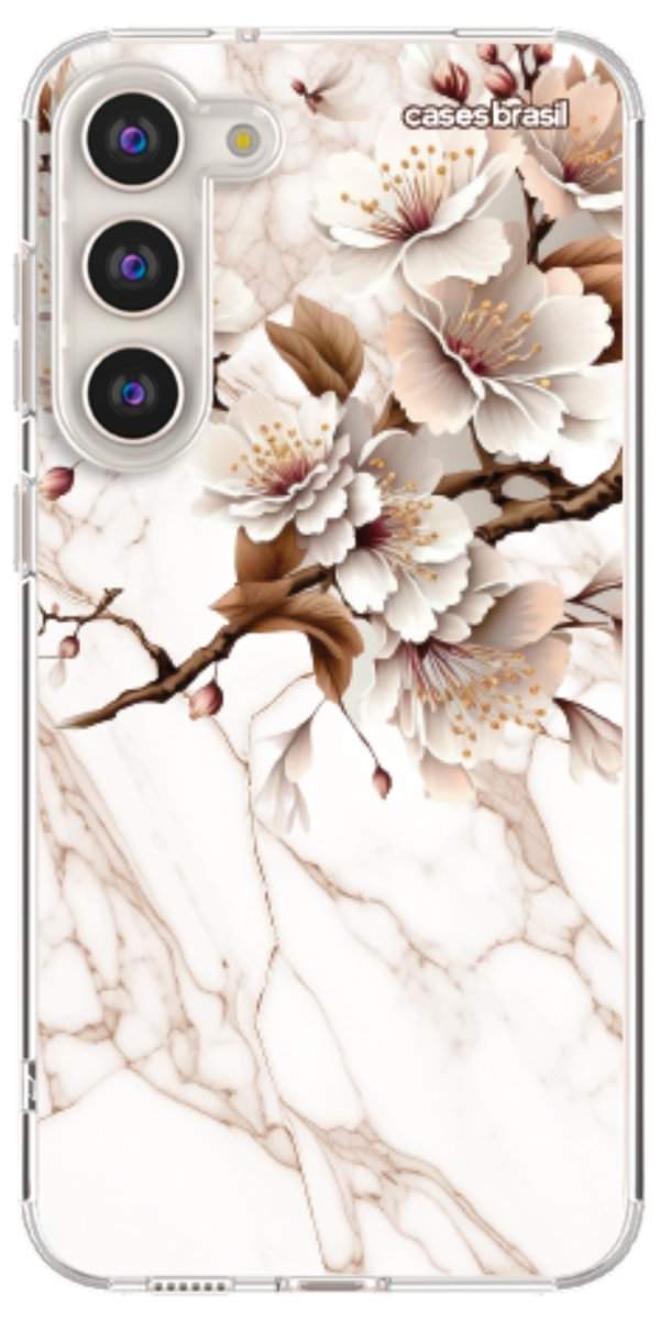 Capinha para Celular Mármore Sépia Floral