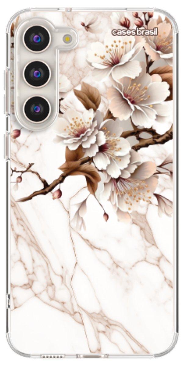 Capinha para Celular Mármore Sépia Floral