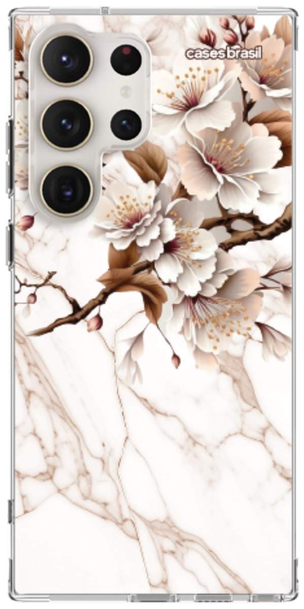 Capinha para Celular Mármore Sépia Floral