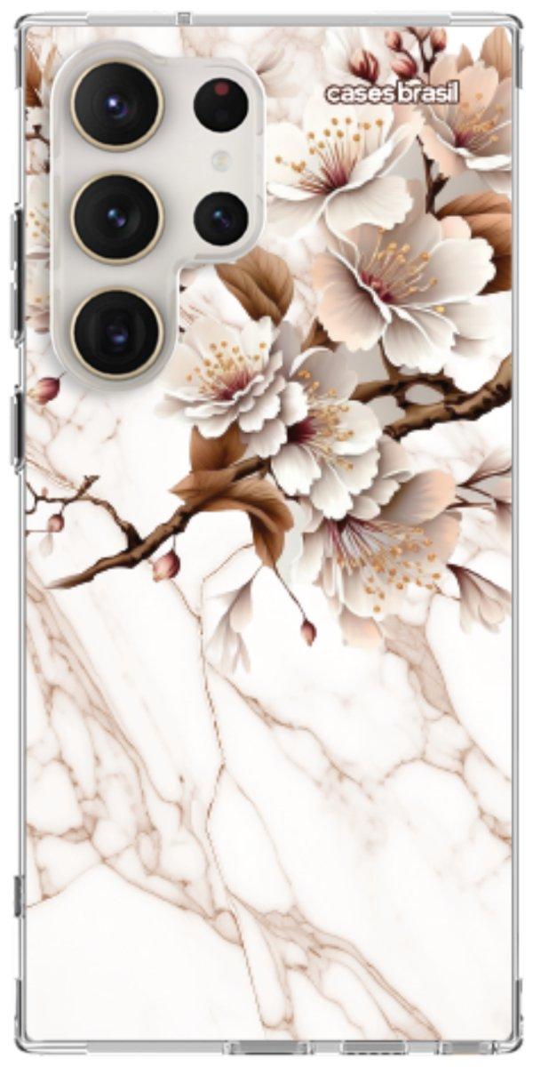 Capinha para Celular Mármore Sépia Floral