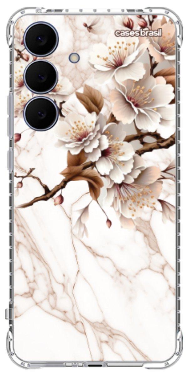 Capinha para Celular Mármore Sépia Floral
