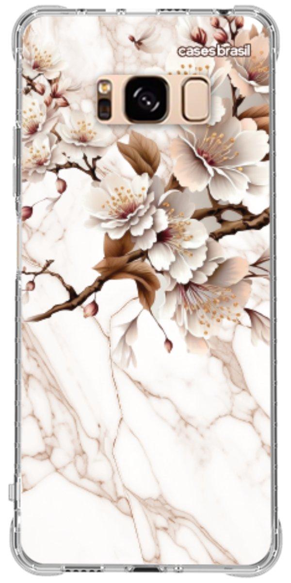 Capinha para Celular Mármore Sépia Floral