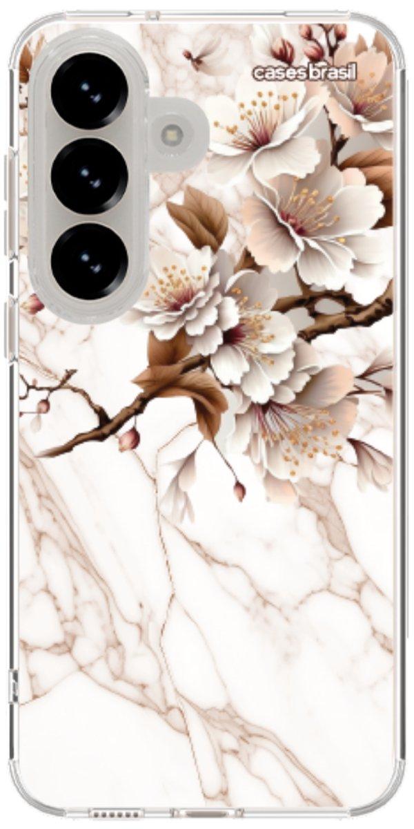 Capinha para Celular Mármore Sépia Floral