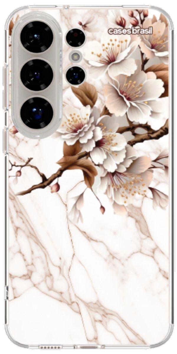 Capinha para Celular Mármore Sépia Floral