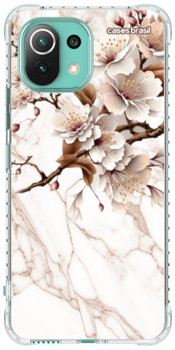 Capinha para Celular Mármore Sépia Floral
