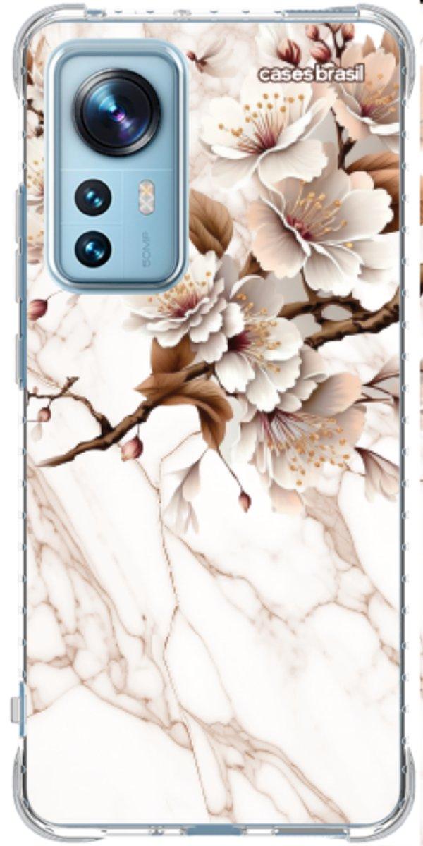 Capinha para Celular Mármore Sépia Floral