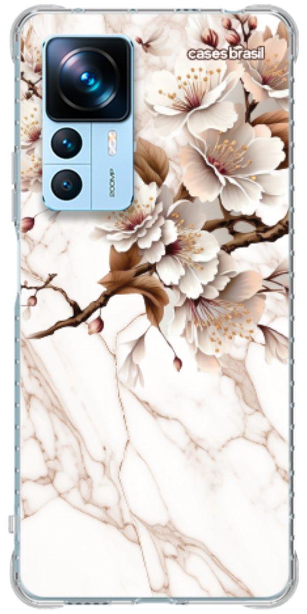 Capinha para Celular Mármore Sépia Floral