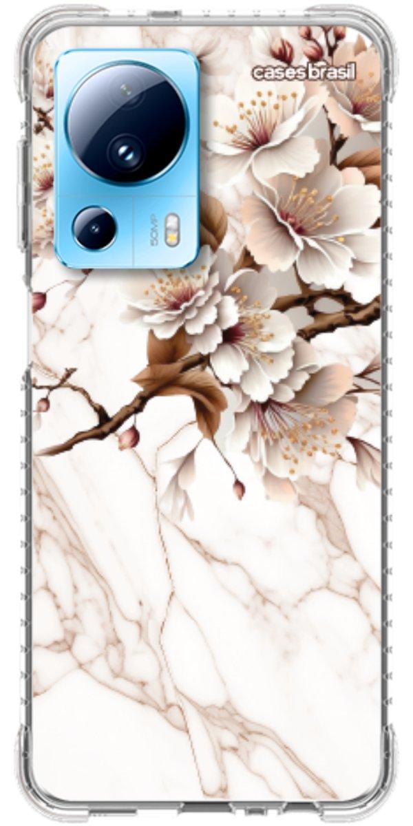 Capinha para Celular Mármore Sépia Floral