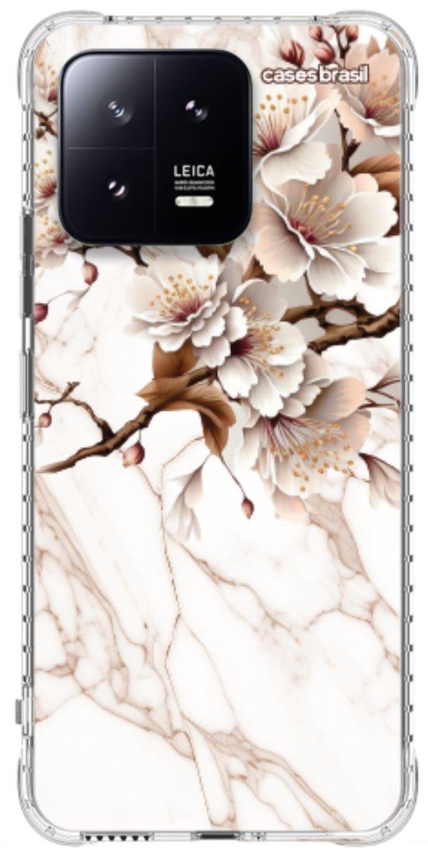 Capinha para Celular Mármore Sépia Floral