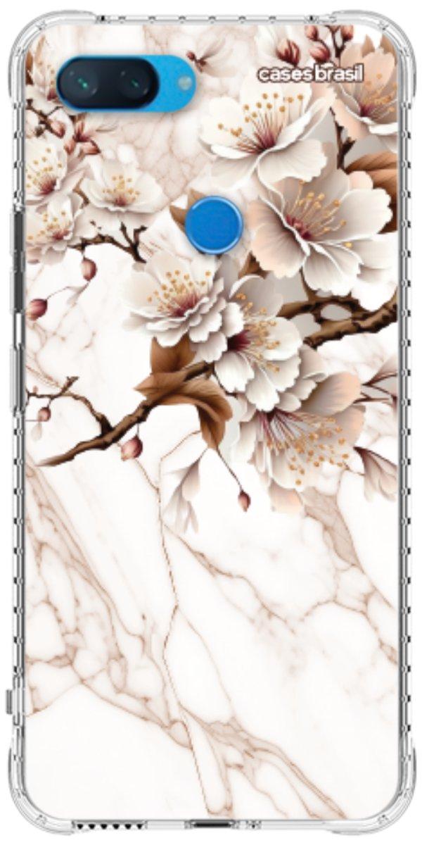 Capinha para Celular Mármore Sépia Floral