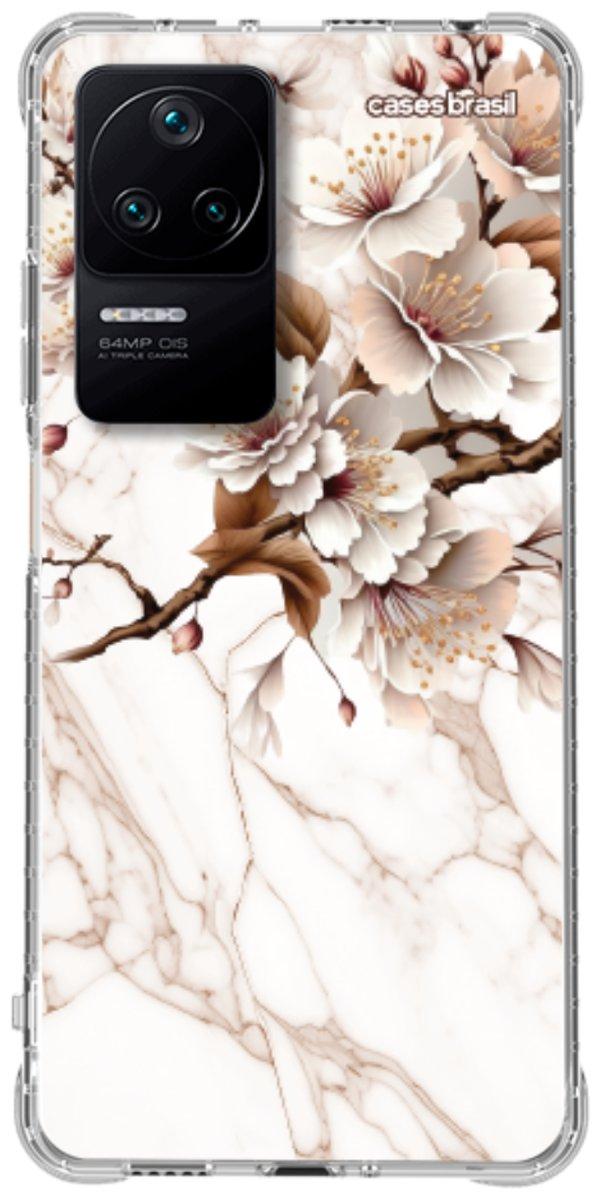 Capinha para Celular Mármore Sépia Floral