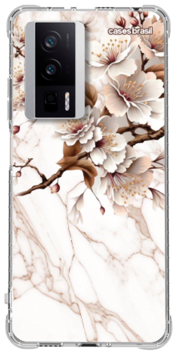 Capinha para Celular Mármore Sépia Floral