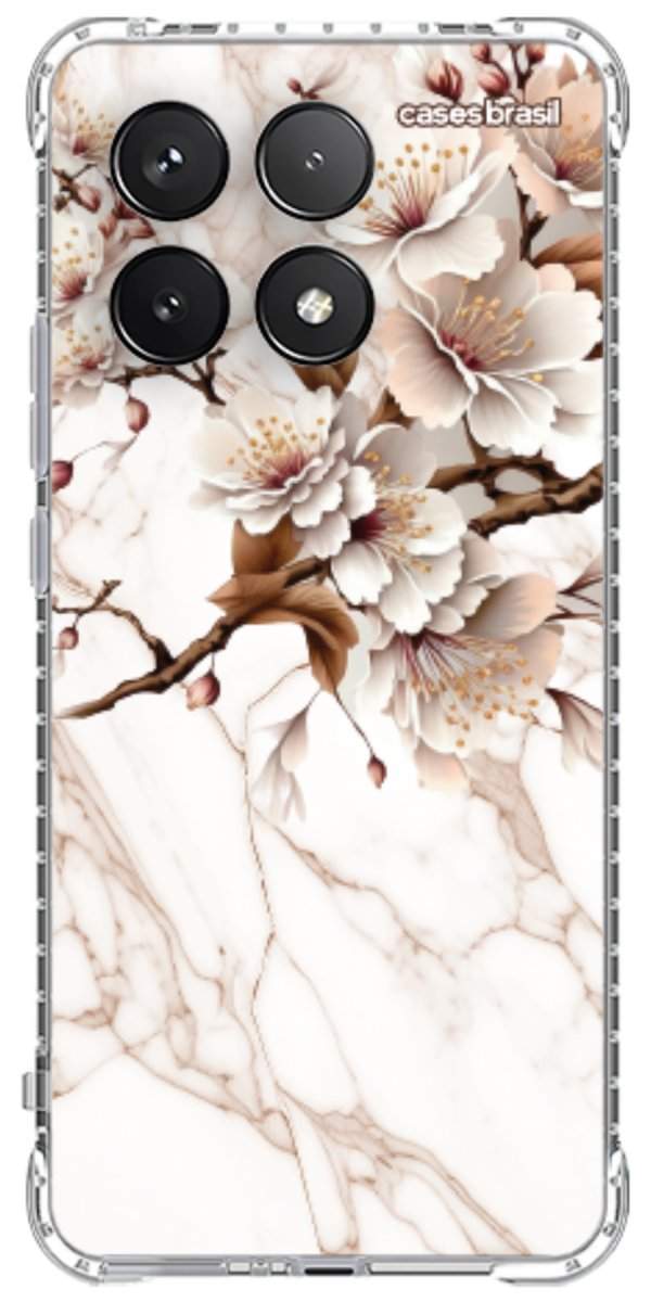 Capinha para Celular Mármore Sépia Floral