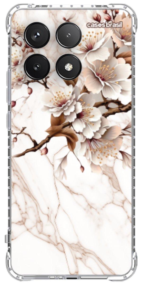 Capinha para Celular Mármore Sépia Floral