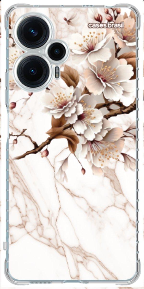 Capinha para Celular Mármore Sépia Floral