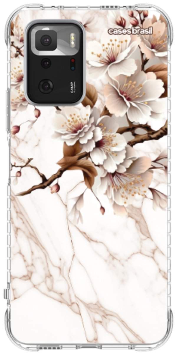 Capinha para Celular Mármore Sépia Floral