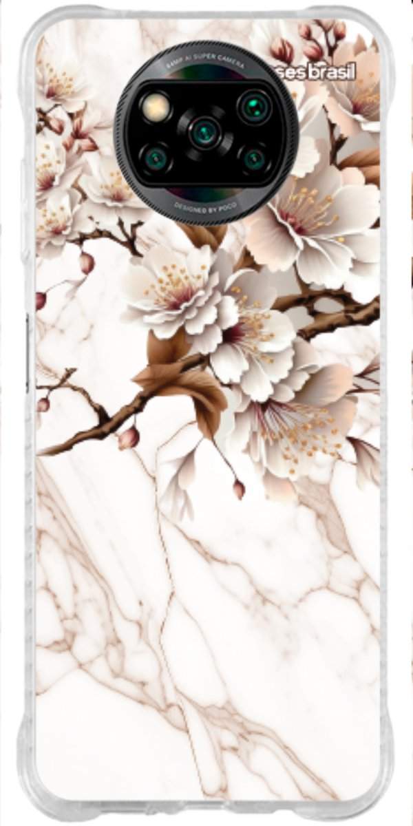 Capinha para Celular Mármore Sépia Floral