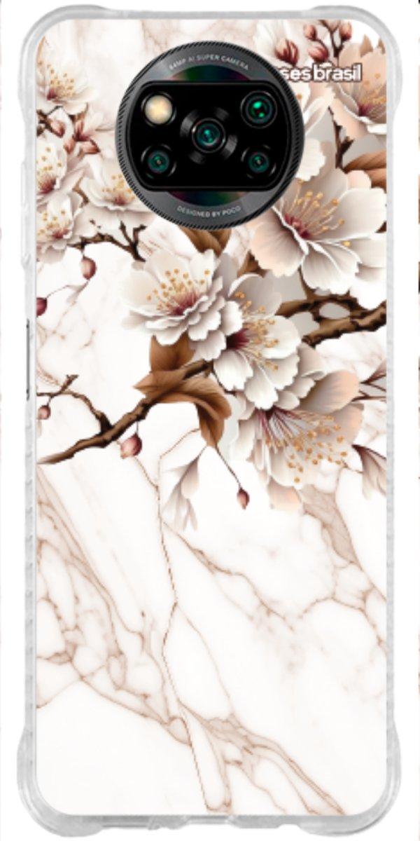 Capinha para Celular Mármore Sépia Floral