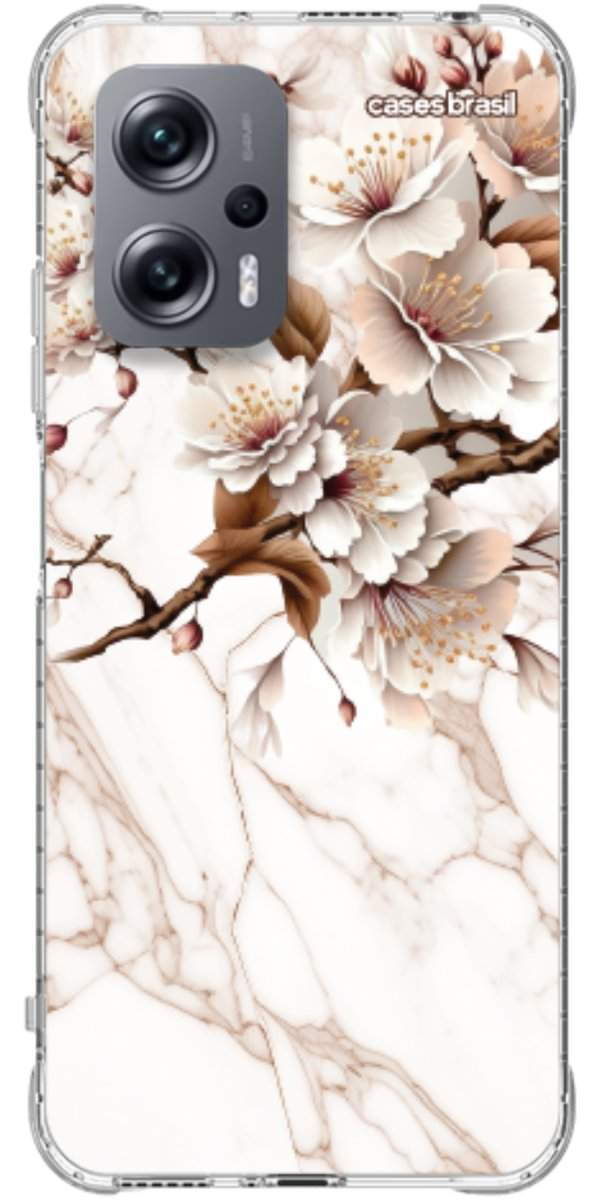 Capinha para Celular Mármore Sépia Floral