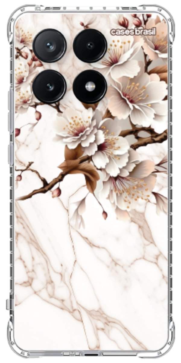 Capinha para Celular Mármore Sépia Floral