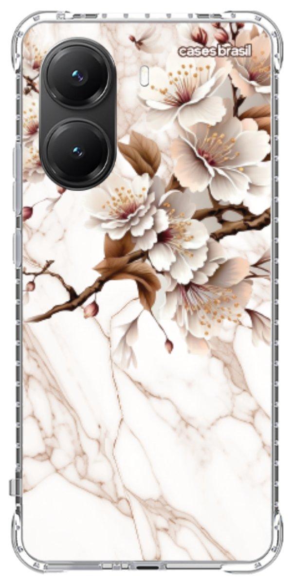Capinha para Celular Mármore Sépia Floral