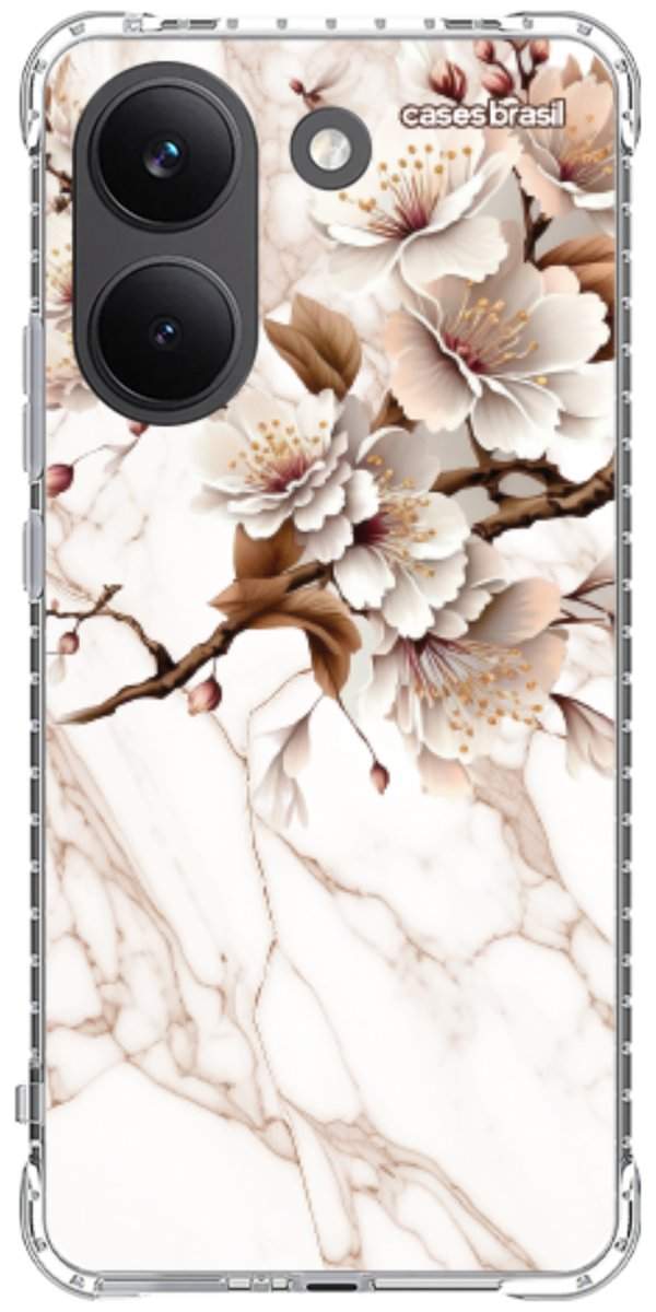 Capinha para Celular Mármore Sépia Floral