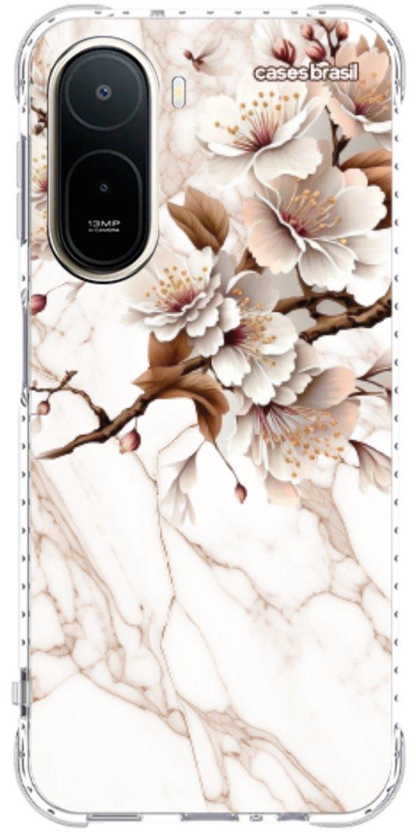 Capinha para Celular Mármore Sépia Floral