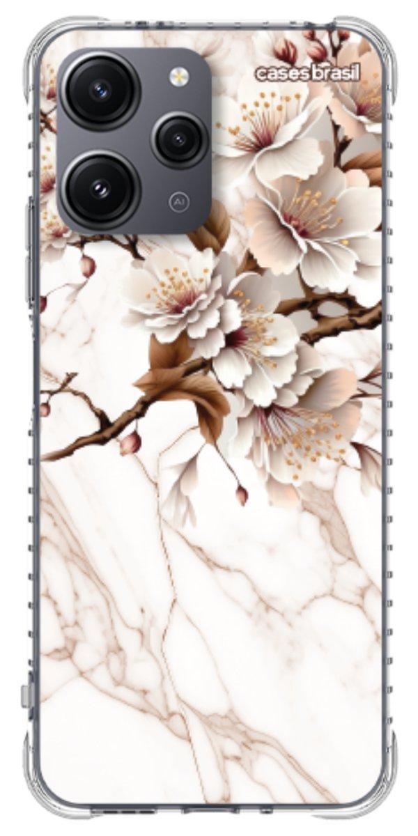 Capinha para Celular Mármore Sépia Floral