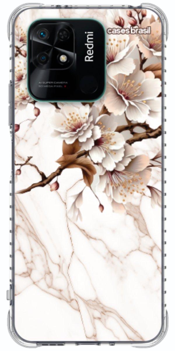 Capinha para Celular Mármore Sépia Floral