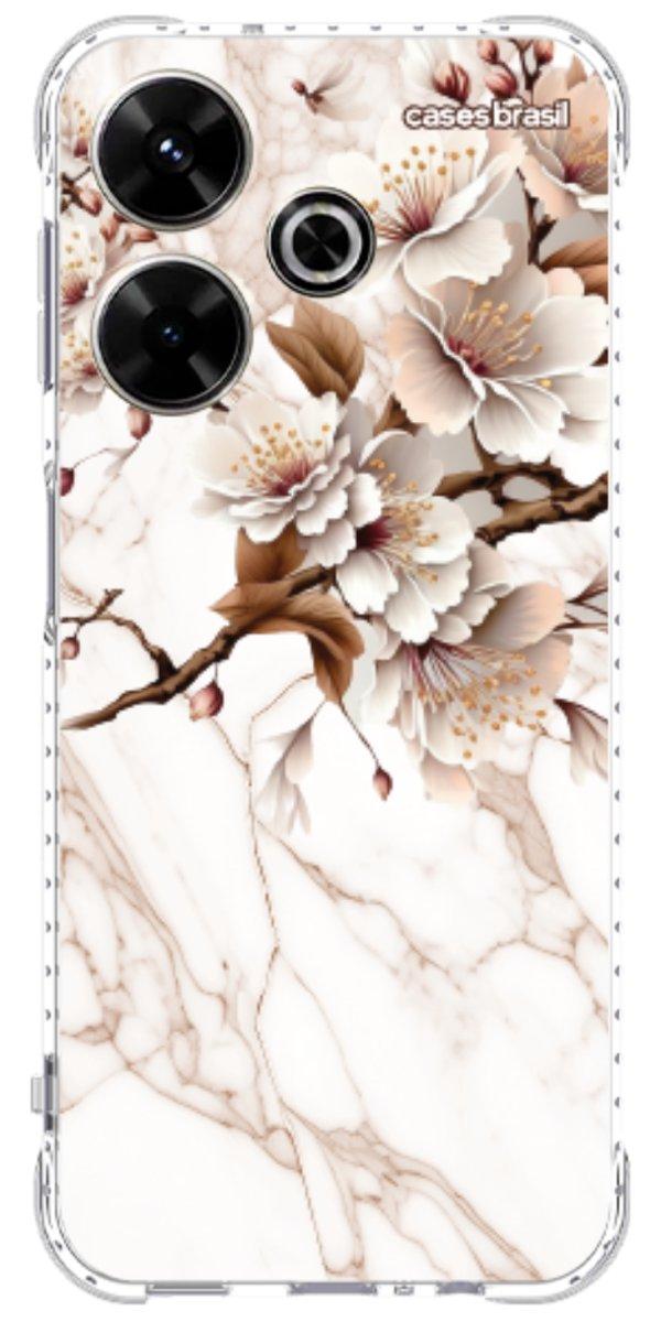 Capinha para Celular Mármore Sépia Floral