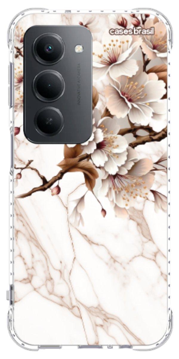 Capinha para Celular Mármore Sépia Floral