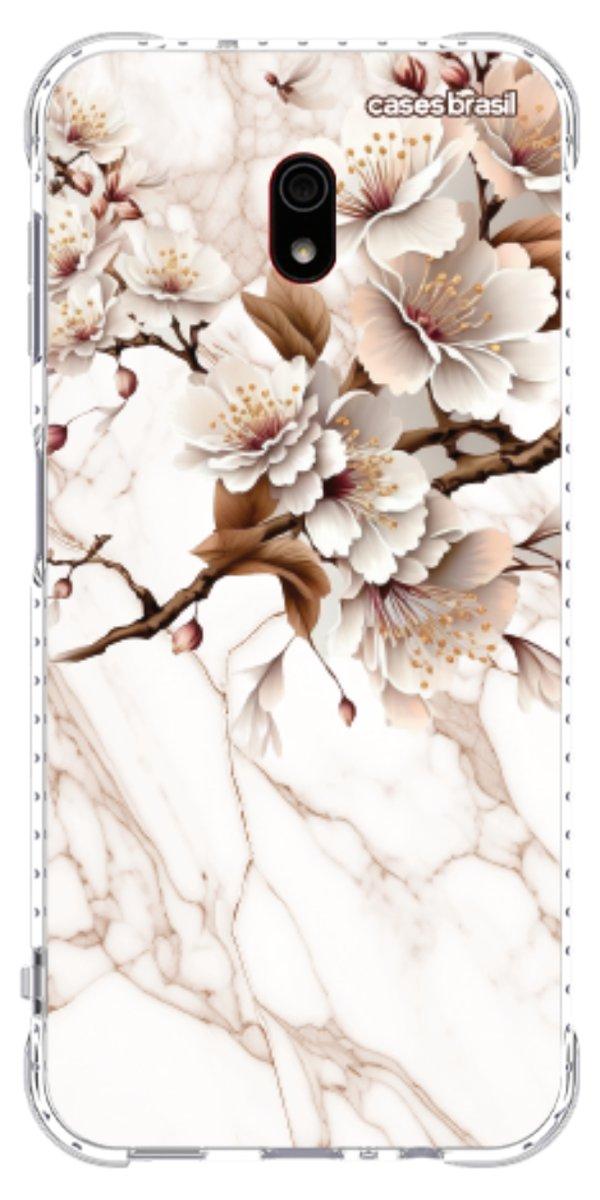 Capinha para Celular Mármore Sépia Floral